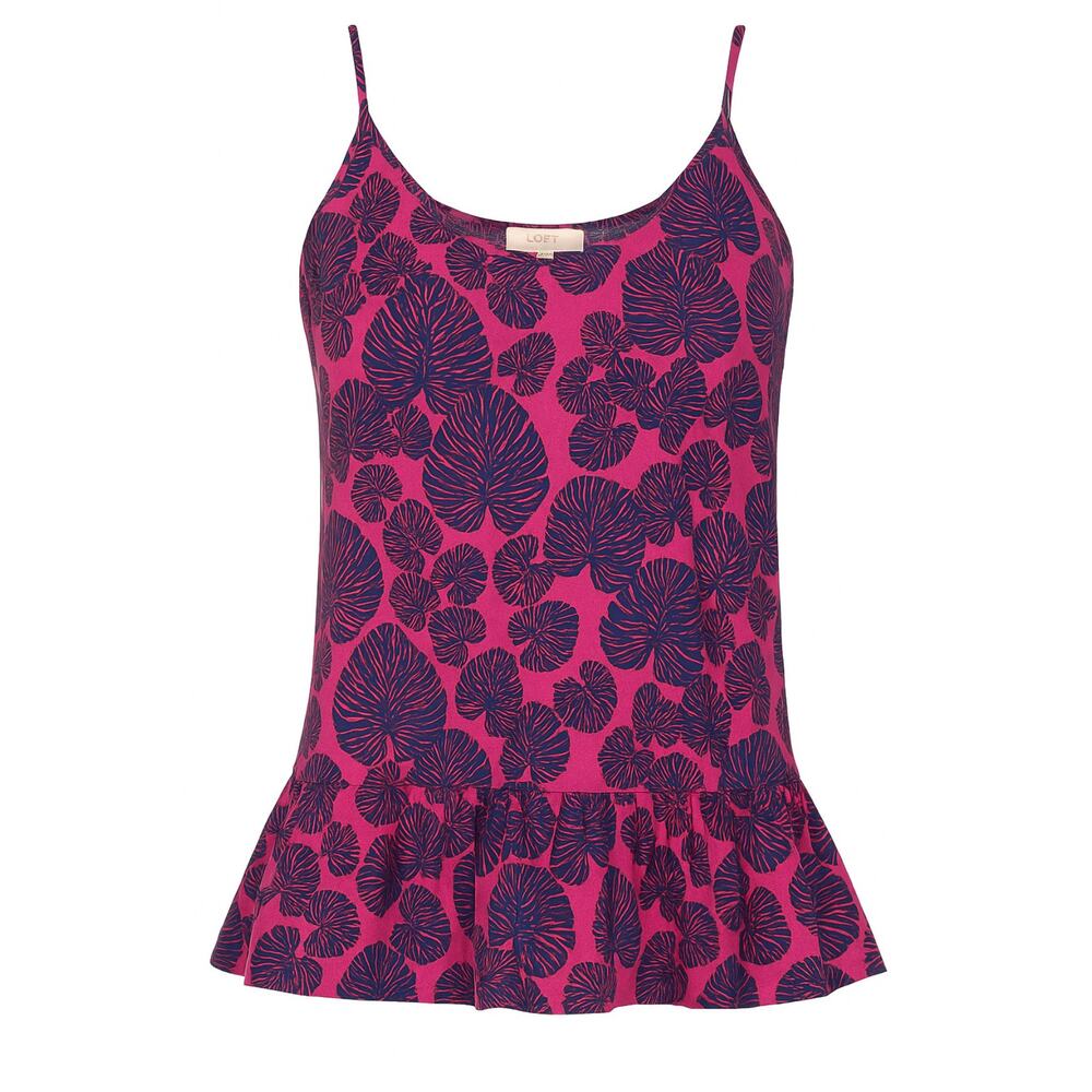 LOFT Outlet Pink Navy Leaf Print Linen Blend Dress Small